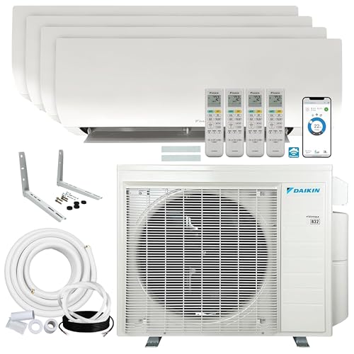 Daikin 36,000 BTU (12K + 12K + 12K + 12K) 20 SEER2 4-Zone Mini Split, Air Conditioner Heat Pump R-32 System with Maxwell 15 ft. Installation Kits and Wall Mounting Bracket