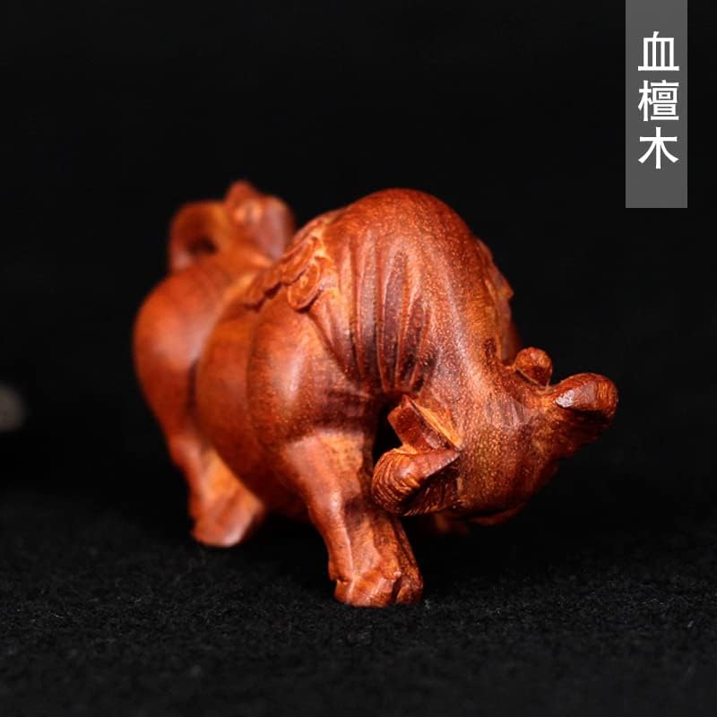 Mascot Wooden Crafts Wood Carving Art Wood Decoration Artwork 赞比亚血檀斗牛 约长8.5*宽3.5CM 书桌办公室摆件装饰文玩手把件(血檀斗牛)