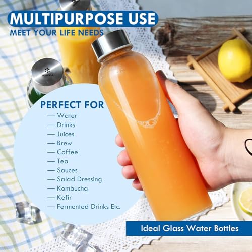Image of Happy Cove High Borosilicate Glass Water Bottle 500ml with Sleeve - Water Bottle for Fridge, Durable Glass Bottle Set for Home and Travel | Eco-Friendly | Reusable, Leak-Proof | Set of 2 | Multicolour
