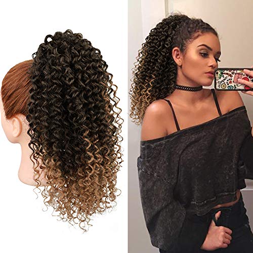 AISI BEAUTY Short Afro Curly Ponytail Hair Piece for African American Women Ponytail Extension Afro Drawstring Curly Ponytail for Women (Long-jerry T30)