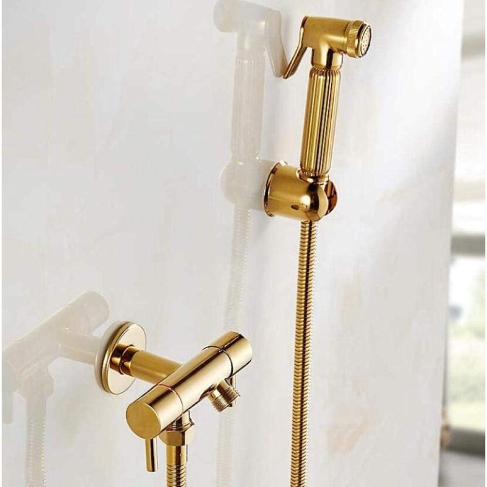 Faucets, Handheld Bidet Shower Set Gold Brass Copper Bidet Sprayer Toilet Bidet Faucet Wash Gun Tap Wall Mounted Gold