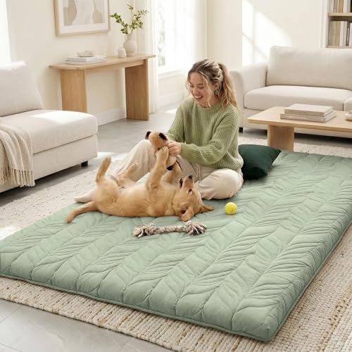 Image of ZonLi Japanese Floor Mattress Futon Mattress Twin Size, Thicken Roll Up Tatami Mat 100% Cotton Washable Cover, Portable & Foldable Floor Bed Mattress for Sleeping, Dormitory, Adult, Green