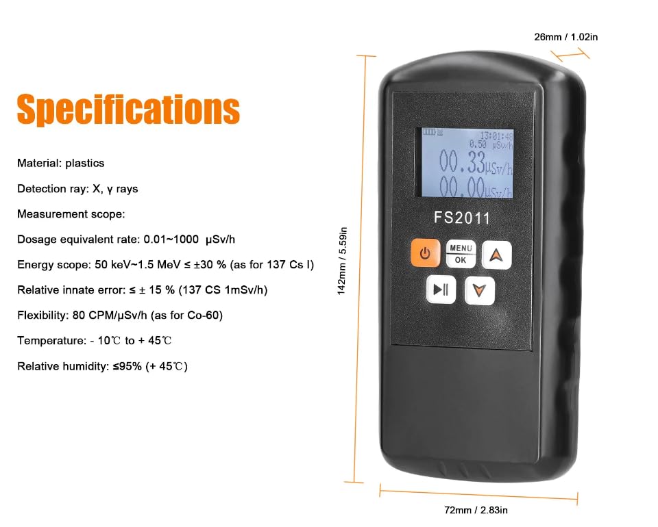Contador Geiger FS2011 2 en 1 Detector de Radiación EMF portátil miniatura 5