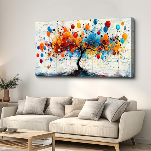 KELIYUAN Large Wall Decor Canvas Painting Wall Art For Bedroom Living Room Decoration Abstract Tree Colorful Balloons Art Print Picture Room For office Room Home Decoration Home Aesthetics 30x60 In
