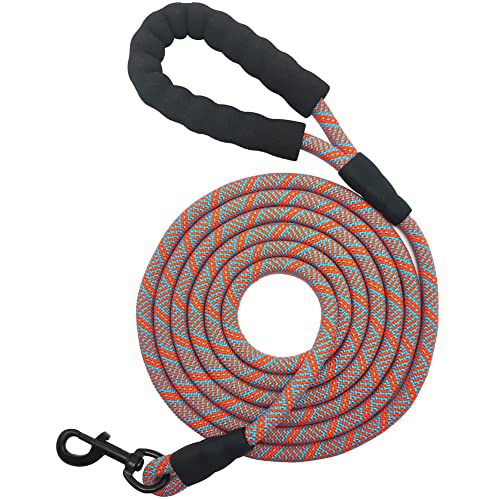 Btinesful 5/6/7/10 Ft Dog Leash, Strong Nylon Rope Leash Soft Padded Handle, 29 Colors For Medium Large Dogs Walking Training Blueorange #TOP5