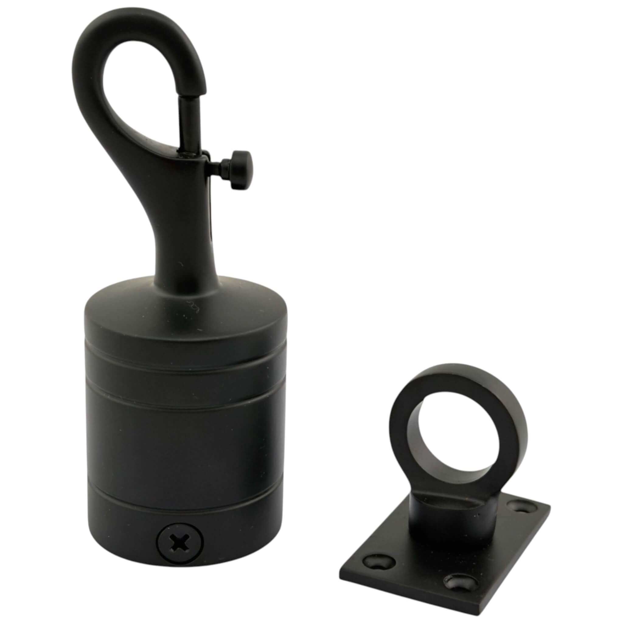 36mm Powder Coated Black Trigger Hook And Eye Plate Decking Barrier Rope Fittings Set
