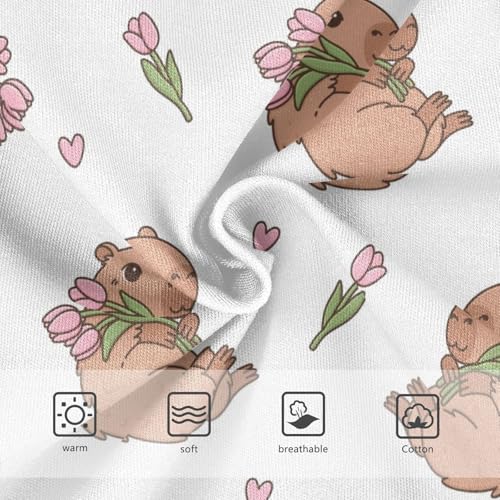 Wusikd Capybara Heart Girls' Underwear Cotton Tulip Flowers Girls Briefs Soft Toddler Underwears 6T3