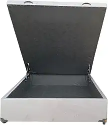 Cama Box Baú Casal Suede Cinza Com Pistão A Gás - Estrutura Reforçada - Imperium do Sono