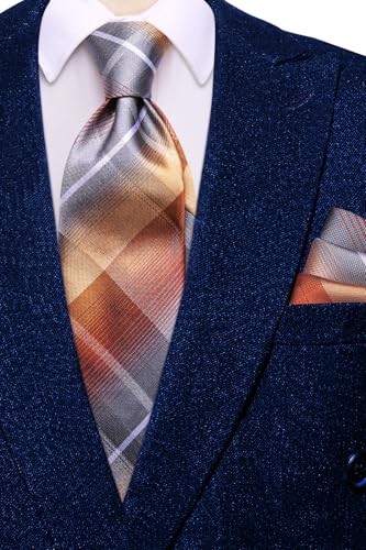 Image of Hi-Tie Men's Silk Ties Formal Woven Classic Necktie Pocket Square Cufflinks Lapel Pin Set Wedding Business