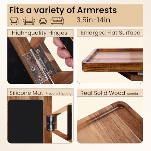 Bandeja para reposabrazos de sofá de madera mesa auxiliar reposabrazos 6