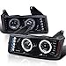 Spec-D Tuning Glossy Black Housing Smoke Lens LED Halo Projector Headlights Compatible with 2004-2012 Chevy Colorado, 2004-2012 GMC Canyon Left + Right Pair Headlamps Assembly