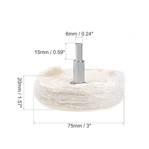 Miniatura 2 de uxcell Rueda de almohadilla de pulido de 3 pulgadas de algodón con mango de 14 pulgadas para colector de aluminio acero inoxidable cromado 4 piezas