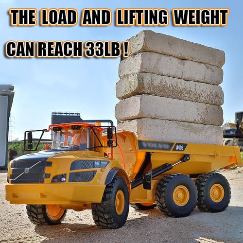 Image of 1 /20 Large 23IN Electric Remote Control Dump Truck A40G, 2.4G Simulated Acoustic-Optical RC Engineering Vehicle Model Transport Vehicle, 6-Wheel Lifting Bucket Construction Truck