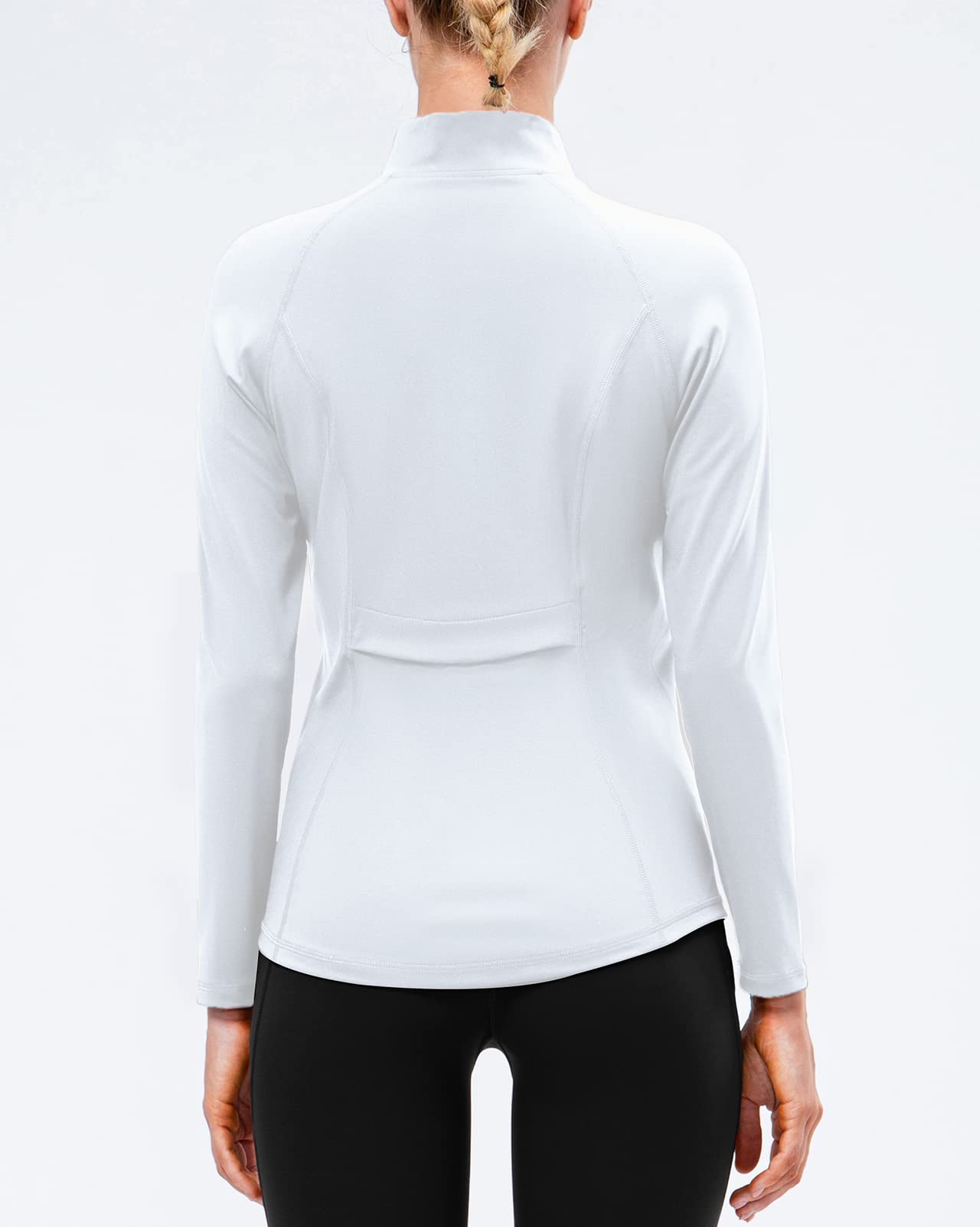 Maglia Termica da Donna a Maniche Lunghe Maglietta da Corsa con Zip Traspirante per Yoga Fitness Jogging Ciclismo