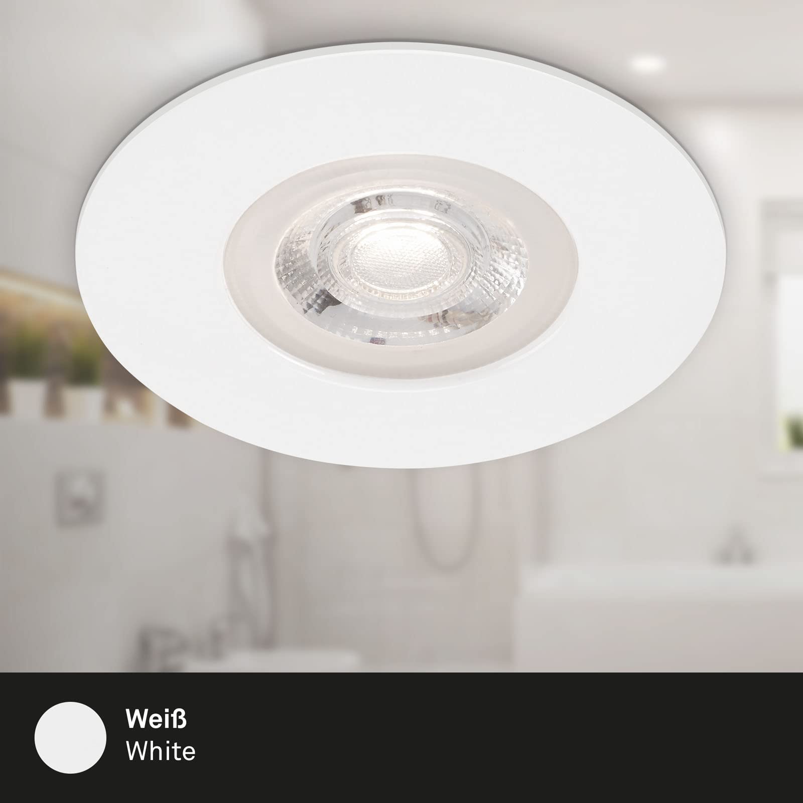 BRILONER - 3x 4er-Set LED Einbaustrahler, warmweißes Licht, LED Spot, flach, Deckenspots, Spots 230V, Einbauleuchten, Einbauspots, 68mm Lochmass, 9x2,5 cm, Weiß