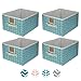 4pcs Cajas de Almacenaje，Caja de Almacenamiento Lavable Plegable y de Tela con Asa, Ahorra Espacio, Puede Guardar Ropa, Libros de Juguetes Hogar y Cocina 40cm*30cm*21cm (Azul marino)
