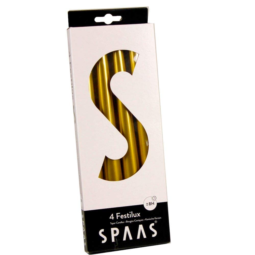 Spaas 4 Festilux Dinner Candles 23/250 mm, 8 Hours, Gold