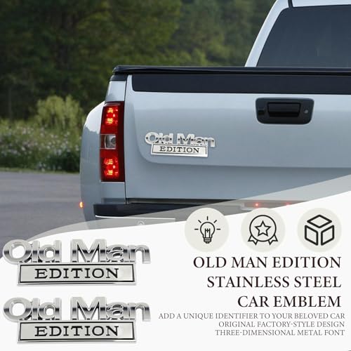 Old Man Edition Auto-Emblem, 2PCS Old Man Edition Emblem, 3D-Metall-Aufkleber, Autoaufkleber für Männer, Auto Aufkleber Lustige, für Kotflügel, Heckklappe, Stoßstange, Namensschild