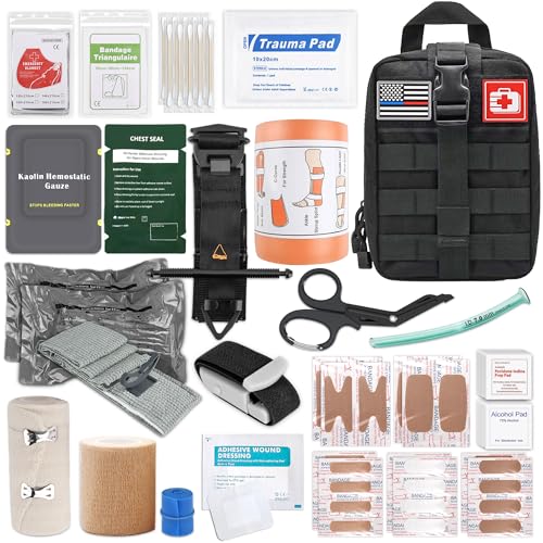 IFAK Trauma Kit with Tourniquet, 6-Inch Israeli Bandage, Splint, Tactical First Aid Kit for Car,...