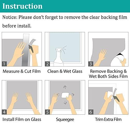Image of WISDOM Window Film Frosted Glass Film Ass Film No Glue Anti-UV Window Sticker Non Adhesive for Privacy Office Meeting Room Bathroom Living Room (Rectangle Frosted, 24 x 240)