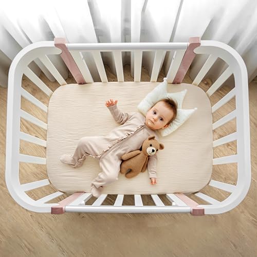 Image of lulumoon Muslin Bassinet Sheets for Baby: Soft Bedside Sleeper Bassinet Fitted Sheets for Boys and Girls