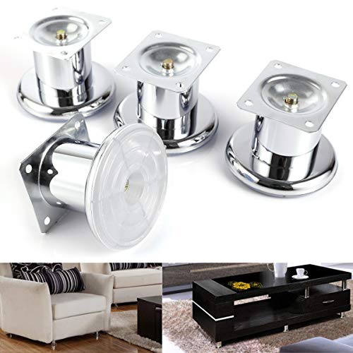 Hamimelon 4 x muebles de lanza de pie para armario, pies de cama, sofá, pies de sofá, patas de muebles, base de patas cromada (2.4 pulgadas) Cover