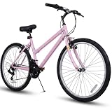 RideOrigin 26 Inch Women Mountain Bike, 21 Speed Adult MTB Bicycle for Women, Rear Derailleur, Twist Shifter, Front and Rear V-Brakes, Commuter Bike for City Riding & Outdoor Cycling, Pink