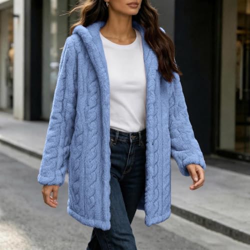 Fleece Jacket for Women Oversized Hooded Sweatshirt Fuzzy Hoodie Jacket - image 7