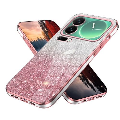 Coque Xiaomi 17 Pro Max transparente paillettes bleue en silicone fin