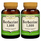 Only Natural Anti-Oxidant Veggie Capsules, Berberine 1000, 50 Count (Pack of 2)