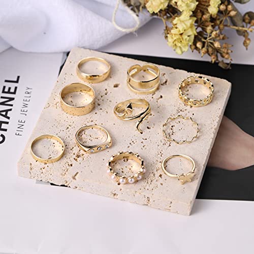 Gold Kunckle Rings Set For Women, 19 Pcs Cute Stackable Rings Pack Boho Snake Butterfly Statement Vintage Rings Set For Teen Girls Jewelry #TOP7