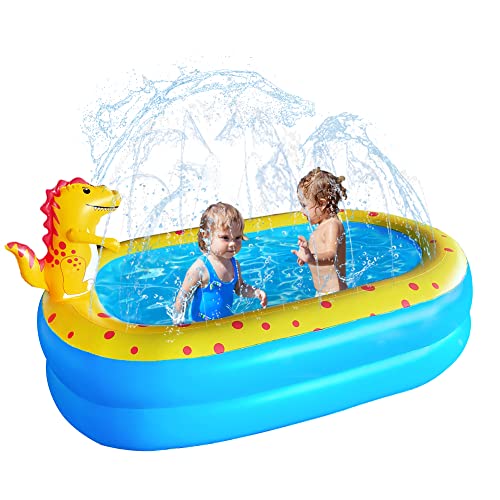 Inflatable Swimming Pool for Kids with Sprinkler, Funny Blow up P...
