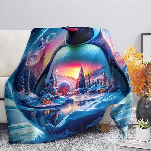 Imprimée 3D Pingouin Throw Blanket : housse de canapé et camping - 7