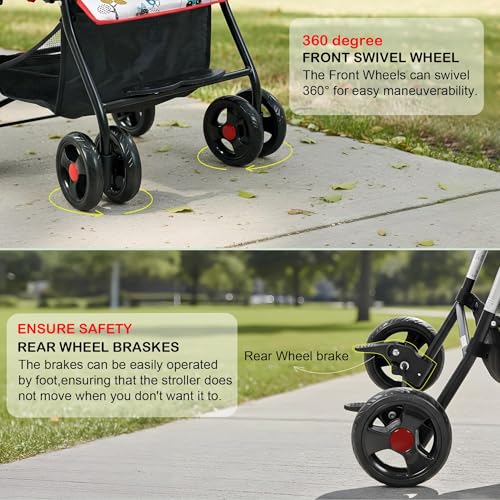 Image of Baybee Stroller Baby for Boy & Girl 0 to 3 Years | Foldable Strollers with Canopy, Parent Handle, 2-Position Adjustable Seat, 2-Point Safety Belt | Travel Pram for Kids (Red)