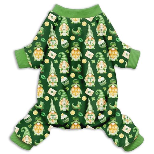 Pijama para Perro Día de San Patricio con Diseño de Duendes y Tréboles