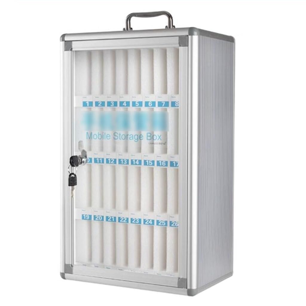 12/24/36/48/60 Slots Cell Phones Storage Cabinet, Company Conference Aluminum Alloy Mobile Phone Storage Cabinet Be Carried By Hand (Color : Silver, Size : 36)