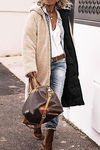 Women Oversized Shearling Jackets Long Puffer Coat Reversible Fleece Parka Jacket Zip Up Winter Fashion Coats Clothes2