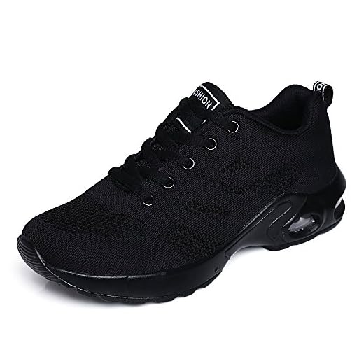 Nouveau Femmes Air Sports Chaussures de Course Choc Absorbant Trainer Courir Jogging Trainers Unisexe Gym Trainers Fitness Léger Chaussures, All Black, 36 EU