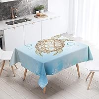 Tovaglia Rettangolare Impermeabile FANSU – Oceano Tropicale Sottomarino, Verde Tartaruga, 140x160cm, Lavabile