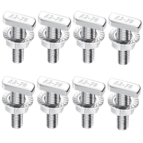 8 Stück M10x25mm Hammerkopfschrauben Hammerkopfschrauben Edelstahl A2-70 Mit Sperrzahnmuttern & Flanschmuttern Für PV-Solar Montageschienen Gewächshaus & Photovoltaik