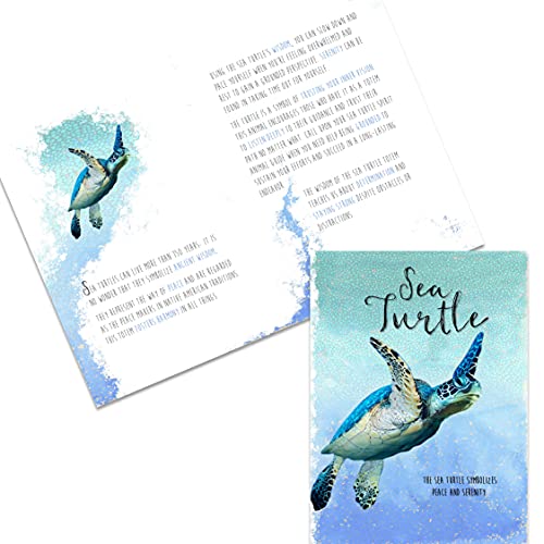 Smiling Wisdom - Sea Turtle - Animal Greeting Card With Serenity Peace Harmony Message And Keychain Gift Set - Woman - (Sea Turtle - Keychain) #TOP3