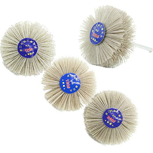 Nylon Wheel Brush Abrasive, 4Pcs (120/180/240/320 Grit), Compatible with Angle Grinder, Die Grinder, 3.15-inch Diameter, 1.38-inch Thickness