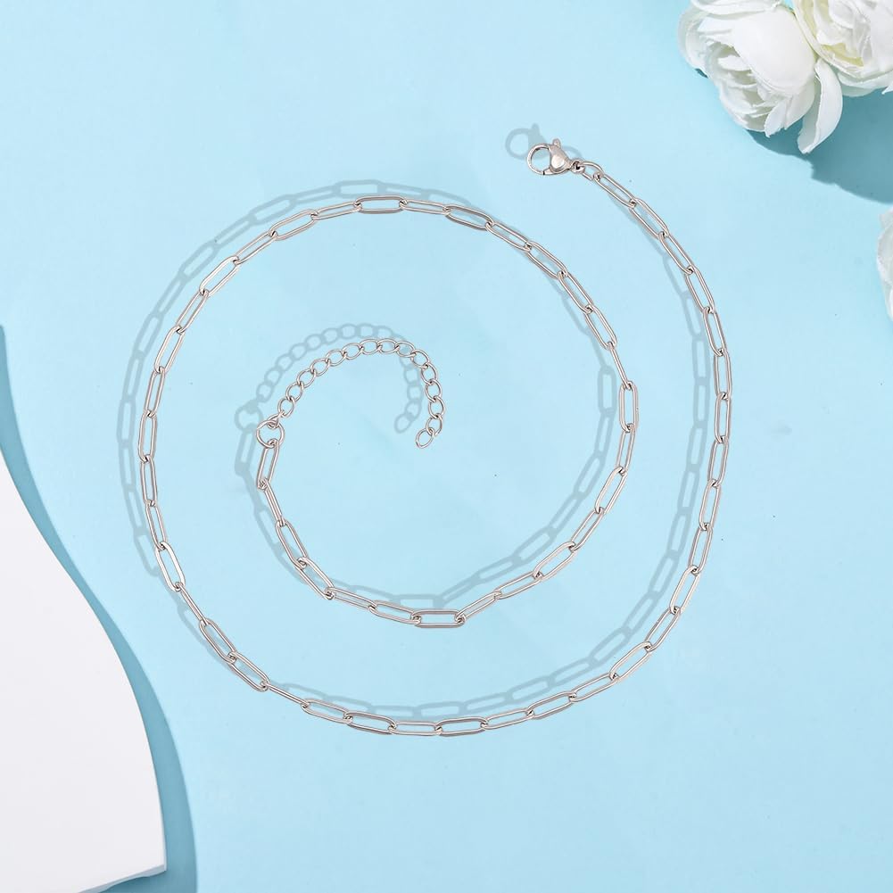 Beebeecraft 10Pcs Paperclip Necklace 667 Stainless Steel Paperclip Chain with Extender Lobster Clasp for Jewelry Making - Image 7