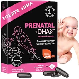 Zahler Prenatal Vitamin with DHA & Folate – DHA Supplements & Prenatal Multivitamin for Mother and Child – Kosher Prenatal DHA Prenatal Vitamins with Iron, Pre Natal Softgels 60 Count
