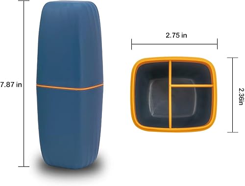 Miniatura 7 de Jeopace Soporte para cepillo de dientes con tapa, soporte para cepillo de dientes portátil y portador para baño, escuela, viaje de negocios (azul)