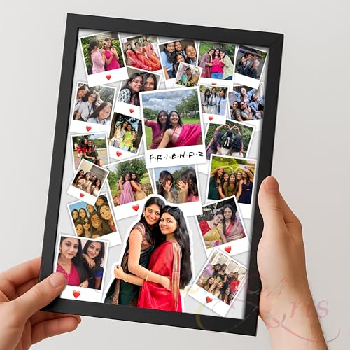 Image of Personalized FRIENDZ Polaroid Style Collage Photo Frame | Customized Aesthetic Gift for Best Friends, Girls & College Memories | Birthday, Farewell & Friendship Day | A3 /A4 /A5 Wooden Frame