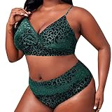 winwintom Rettung Boje Großer grüner Damen-Bikini mit verstellbarem Leopardenriemen, Zweiteiliger Badeanzug Poloshirts Bügelfrei Herren