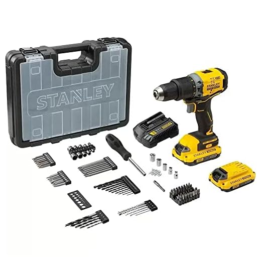Kit Parafusadeira/Furadeira de Impacto 1/2” (13mm) 20V Max Íon de Lítio Brushless c/ 100 Acessórios e Maleta SBD715C2KA-BR
