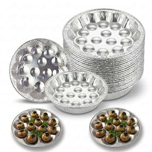 Homoyoyo Lot De 20 Plateaux Escargot En Papier D’Aluminium Assiette Escargot 6 Trous 6.69 X 5.04 X 0.98 in Pour Four Barbecue Air Fryer Et Service À Table