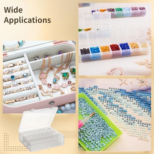 Image of 120Pcs Bead Organizer Box, Small Clear Plastic Bead Storage Containers, 4 Craft Storage Boxes with Hinged Lid, 336 Labels, Mini Box for Jewelry Making Bracelets Beading Nails Screws Seeds Small Parts